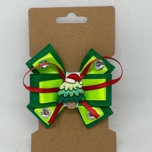 Festive Green and Red Christmas Bow